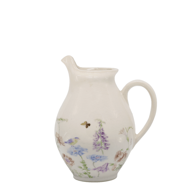 Chic Antique PAPILLON KANNE m/blomster H19/Ø12cm Cream