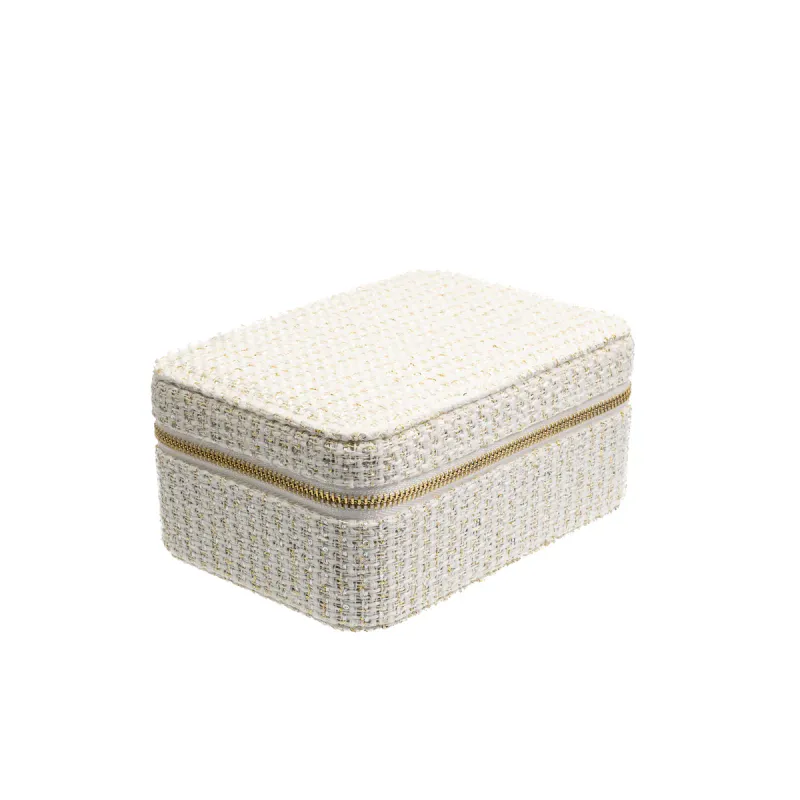 Dark TWEED JEWELLERY BOX OFF WHITE W/GOLD