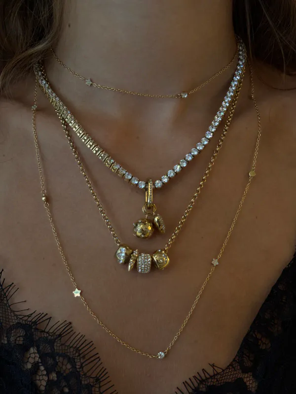Dark CRYSTAL STAR & DOT CHAIN NECKLACE