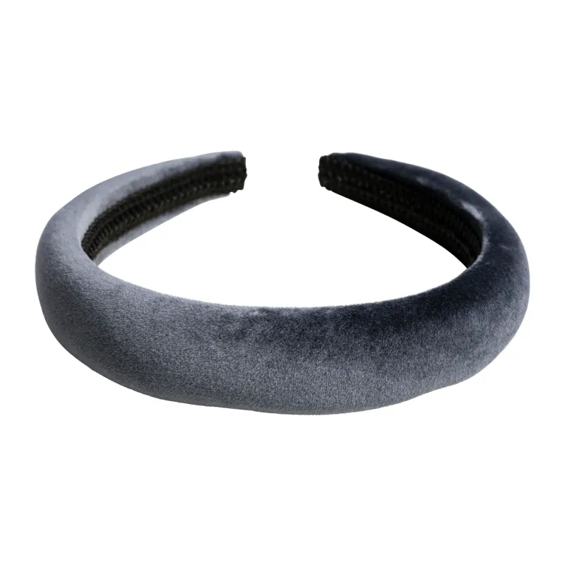 Dark VELVET HAIR BAND BROAD STEEL BLUE