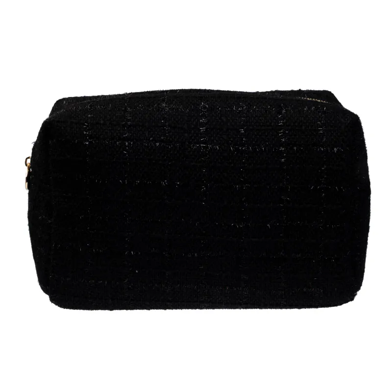 Dark TWEED MAKE-UP POUCH LARGE BLACK