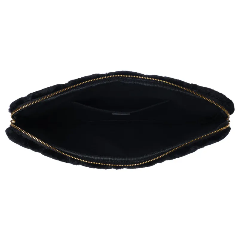 Dark FAUX FUR QUILTED MAC COVER BLACK