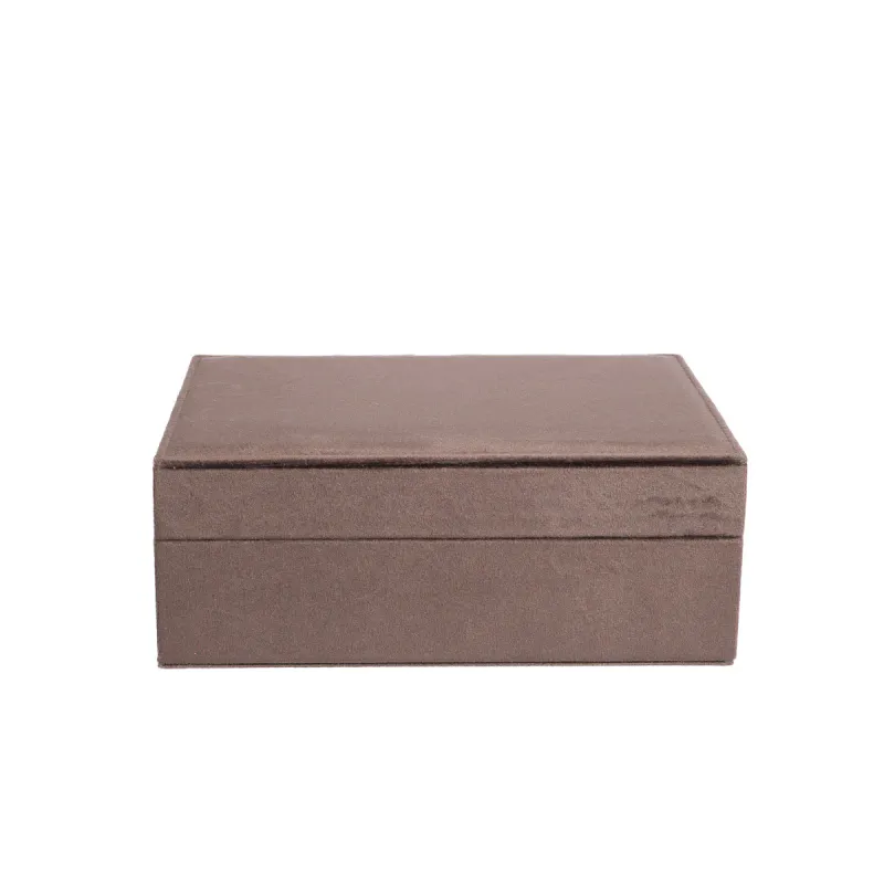 Dark VELVET JEWELLERY BOX LARGE CHOCOLATE BROWN