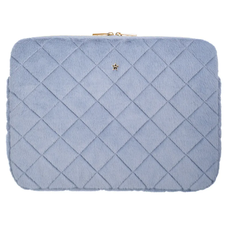 Dark FAUX FUR QUILTED MAC COVER COOL BLUE