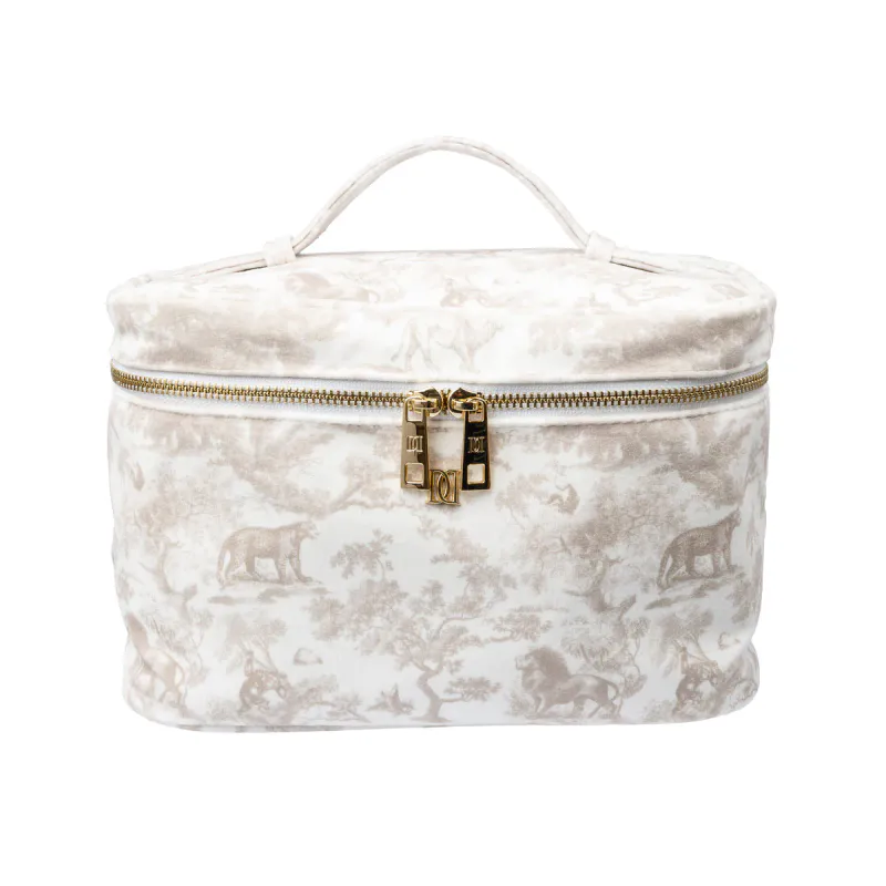 Dark VELVET VANITY BAG LARGE SAND SAVANNAH PATTERN